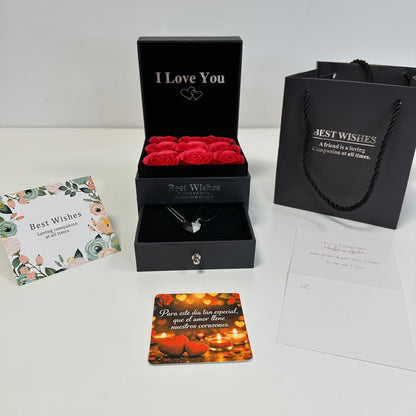 COFRE ROSAS ETERNAS+COLLAR DÚO