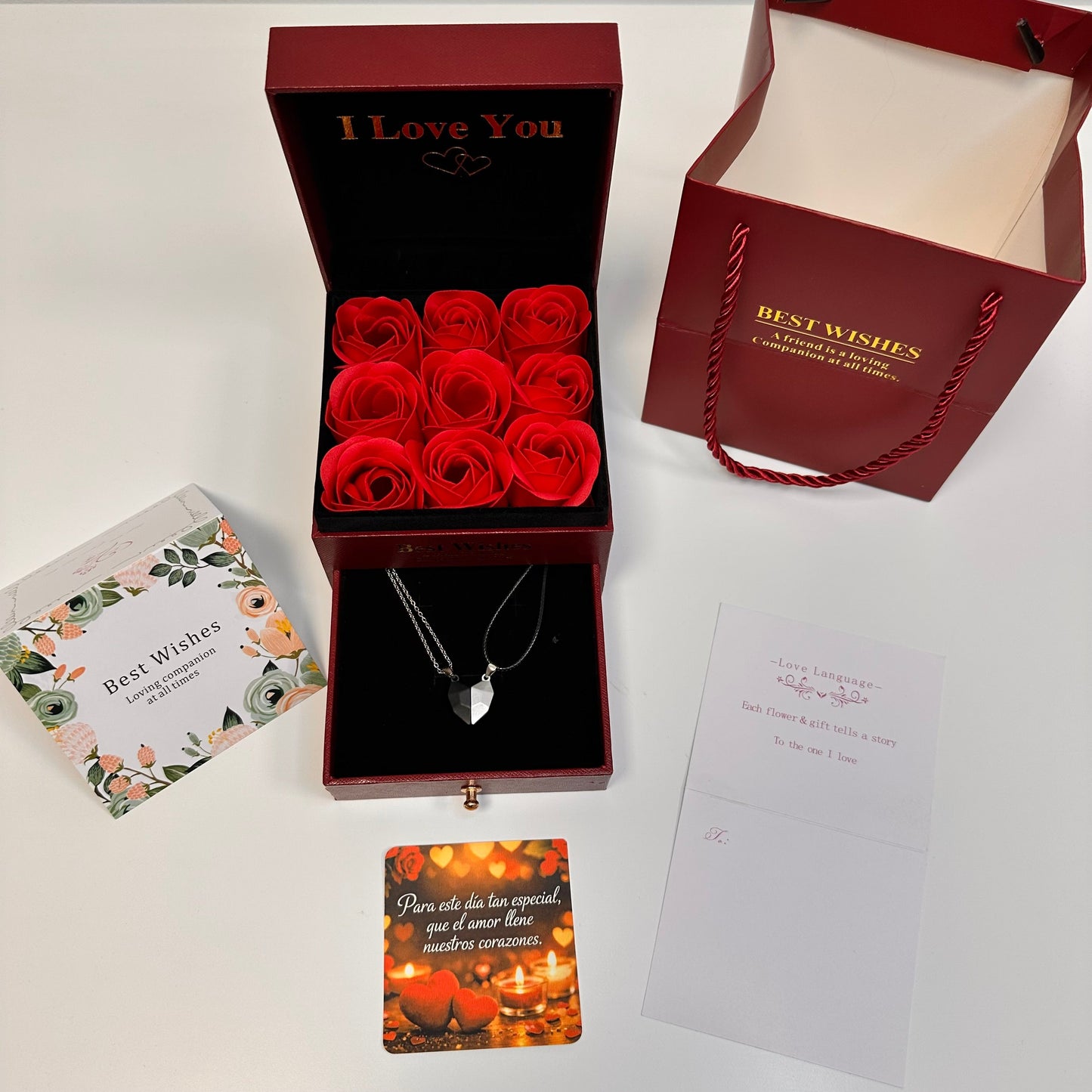 COFRE ROSAS ETERNAS+COLLAR DÚO