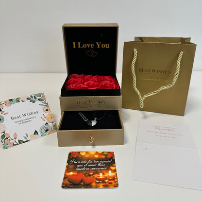 COFRE ROSAS ETERNAS+COLLAR DÚO