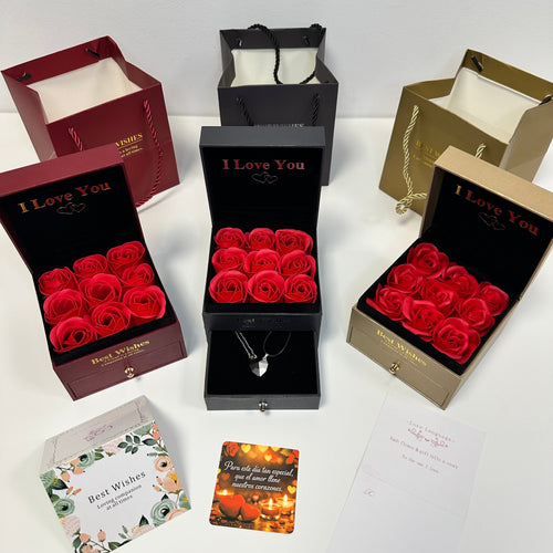 COFRE ROSAS ETERNAS+COLLAR DÚO