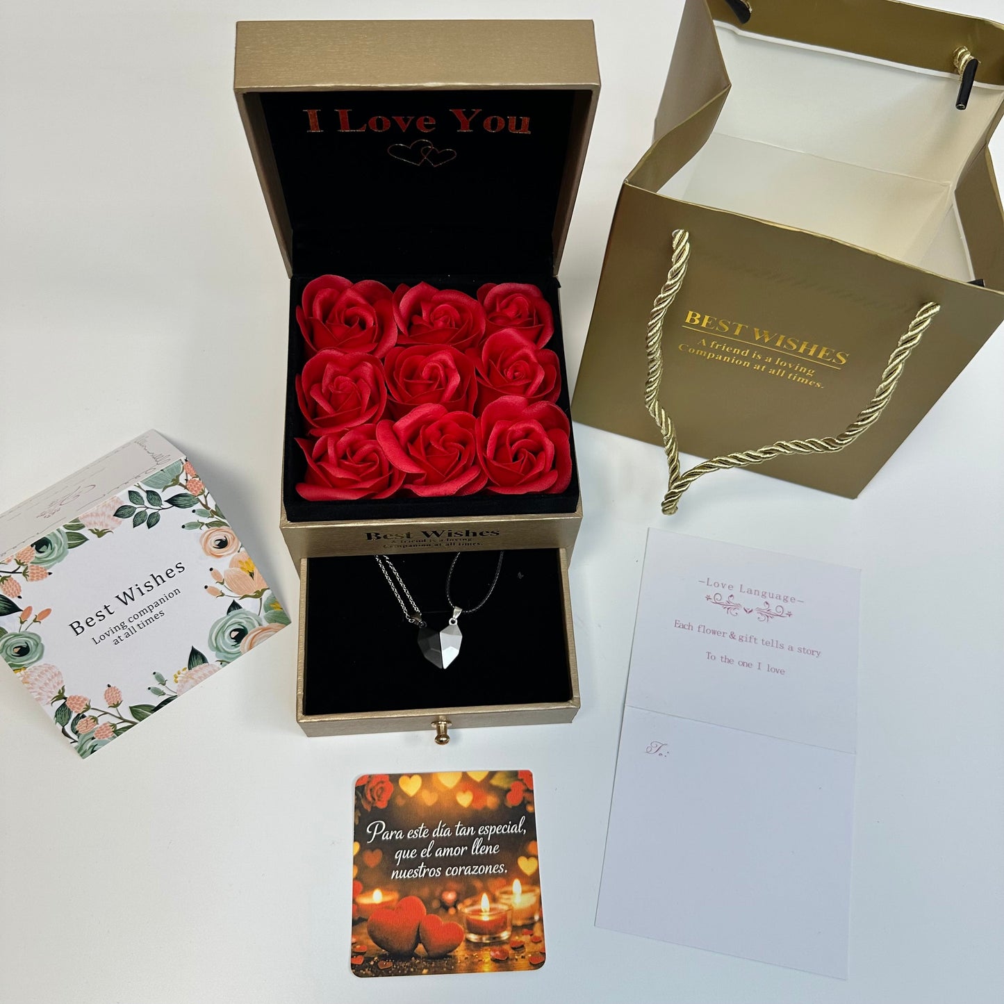 COFRE ROSAS ETERNAS+COLLAR DÚO